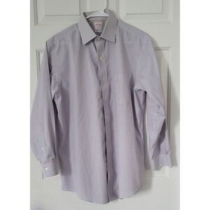 Brooks Brothers Dress Shirt 346 Red Blue Stripes Men's‎ Size Medium 15.5 2/3